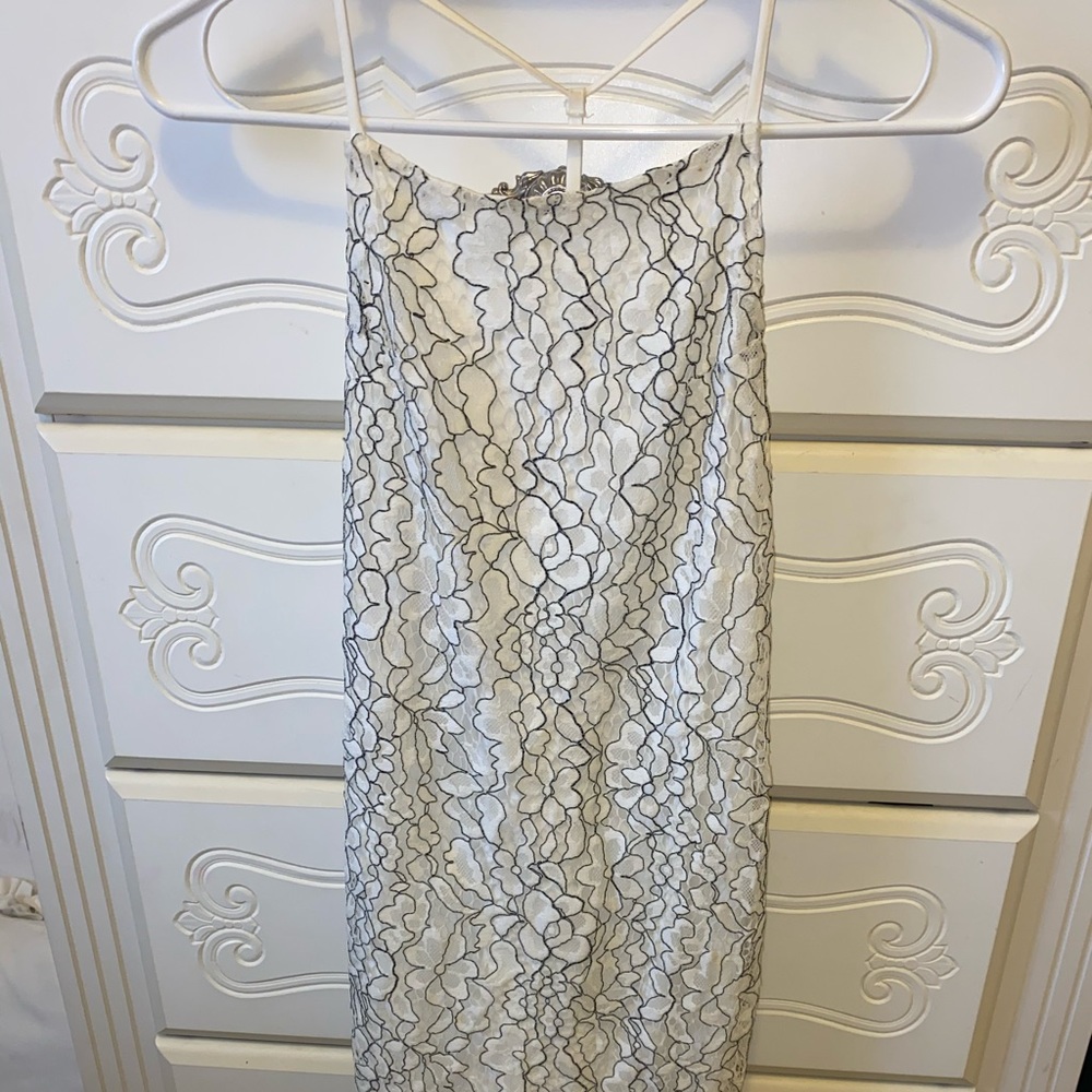 Black and white lace dress